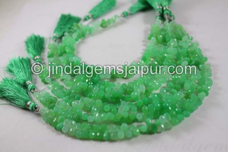 Chrysoprase Faceted Drops Shape Beads